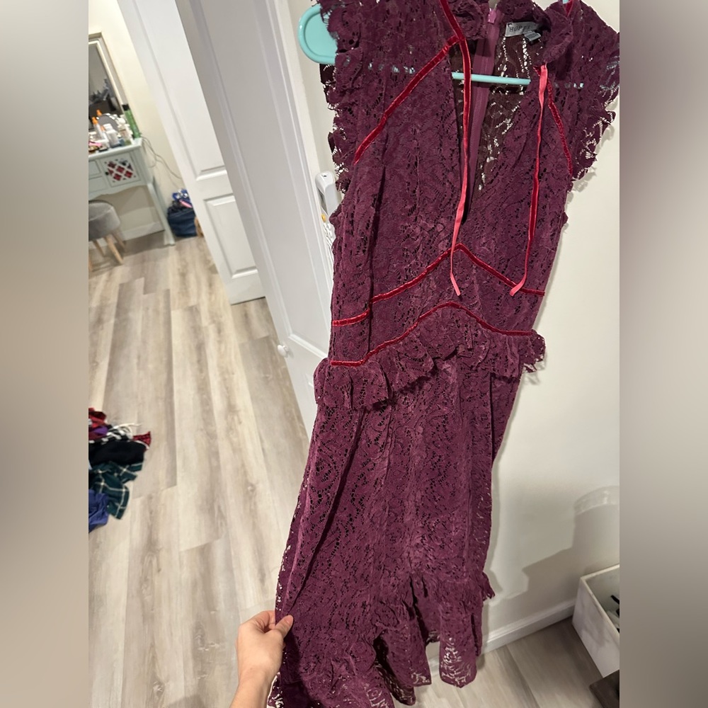 Hope and Ivy Plume Lace velvet dress